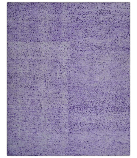 Modern Abstract Purple and Silver Hand knotted 8x10 Woven Art Silk Area Rug-Area Rug-Parc Decor