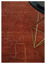Modern Abstract Rust 5x7 Handloom wool and Art Silk Area Rug-Area Rug-Parc Decor