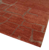 Modern Abstract Rust 5x7 Handloom wool and Art Silk Area Rug-Area Rug-Parc Decor