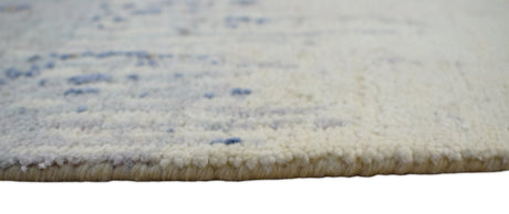 Modern Abstract Rust And Blue Hand Knotted Bamboo Silk 8x10 Area Rug