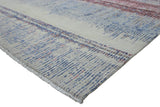 Modern Abstract Rust And Blue Hand Knotted Bamboo Silk 8x10 Area Rug