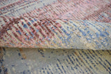 Modern Abstract Rust And Blue Hand Knotted Bamboo Silk 8x10 Area Rug