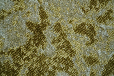 Modern Abstract Shades of Olive and Silver 5x8 Hand knotted wool and art silk area rug