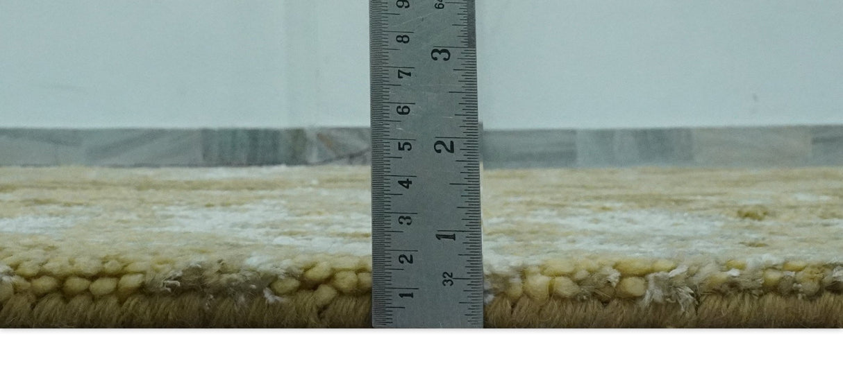 Modern Abstract Shades of Olive and Silver 5x8 Hand knotted wool and art silk area rug-Area Rug-Parc Decor