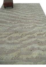 Modern Abstract Silver and Beige Hand knotted 6x9 Art Silk Area Rug-Area Rug-Parc Decor