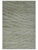 Modern Abstract Silver and Beige Hand knotted 6x9 Art Silk Area Rug-Area Rug-Parc Decor