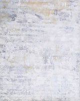 Modern Abstract Silver And Blue Hand Loom Viscose Area Rug