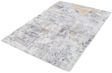 Modern Abstract Silver And Blue Hand Loom Viscose Area Rug