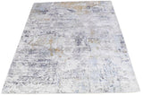 Modern Abstract Silver And Blue Hand Loom Viscose Area Rug