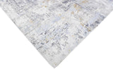 Modern Abstract Silver And Blue Hand Loom Viscose Area Rug