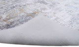 Modern Abstract Silver And Blue Hand Loom Viscose Area Rug
