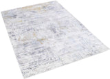 Modern Abstract Silver And Blue Hand Loom Viscose Area Rug