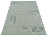 Modern Abstract Silver And Gray Hand knotted Art Silk Area Rug-Area Rug-Parc Decor