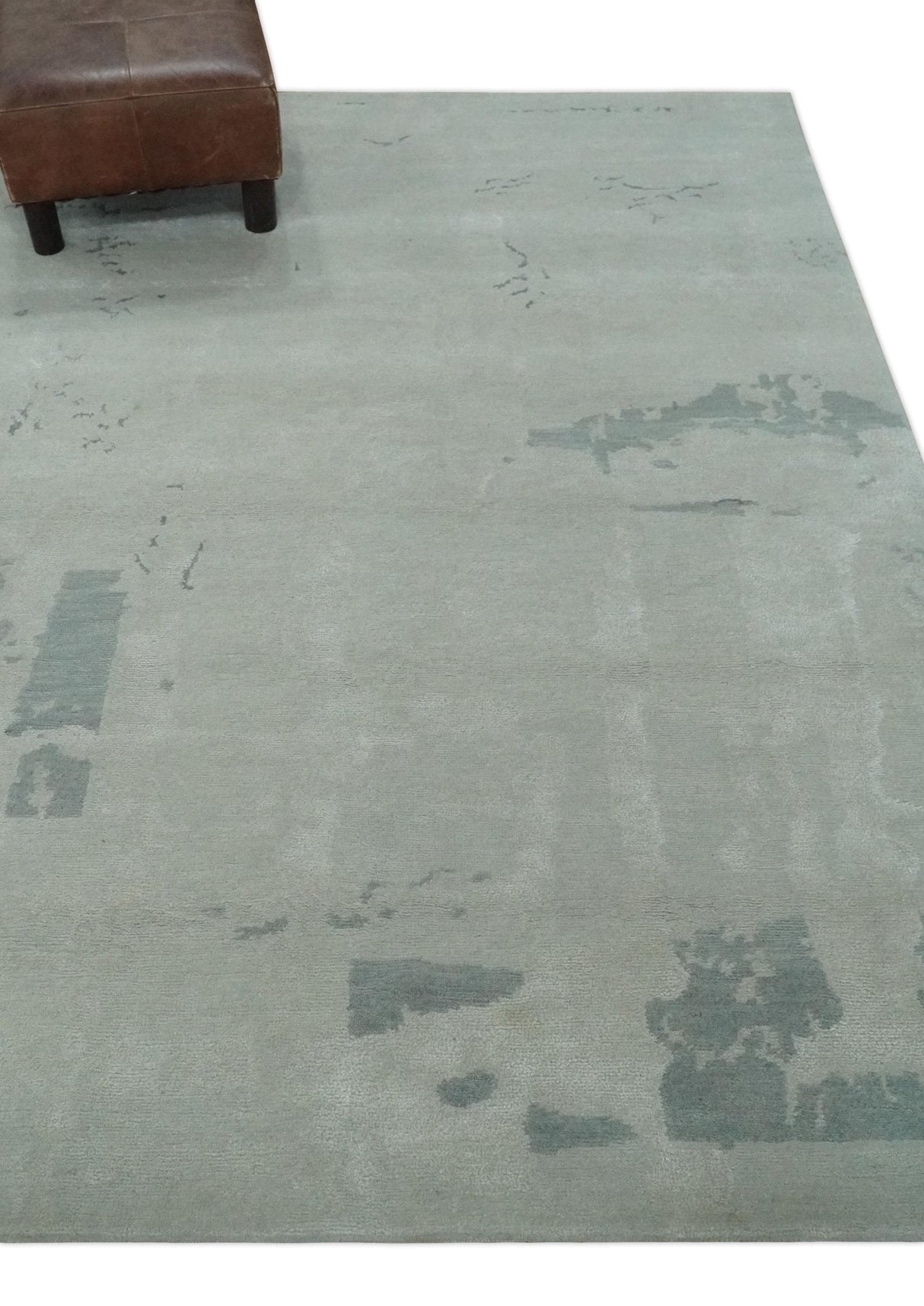 Modern Abstract Silver And Gray Hand knotted Art Silk Area Rug-Area Rug-Parc Decor