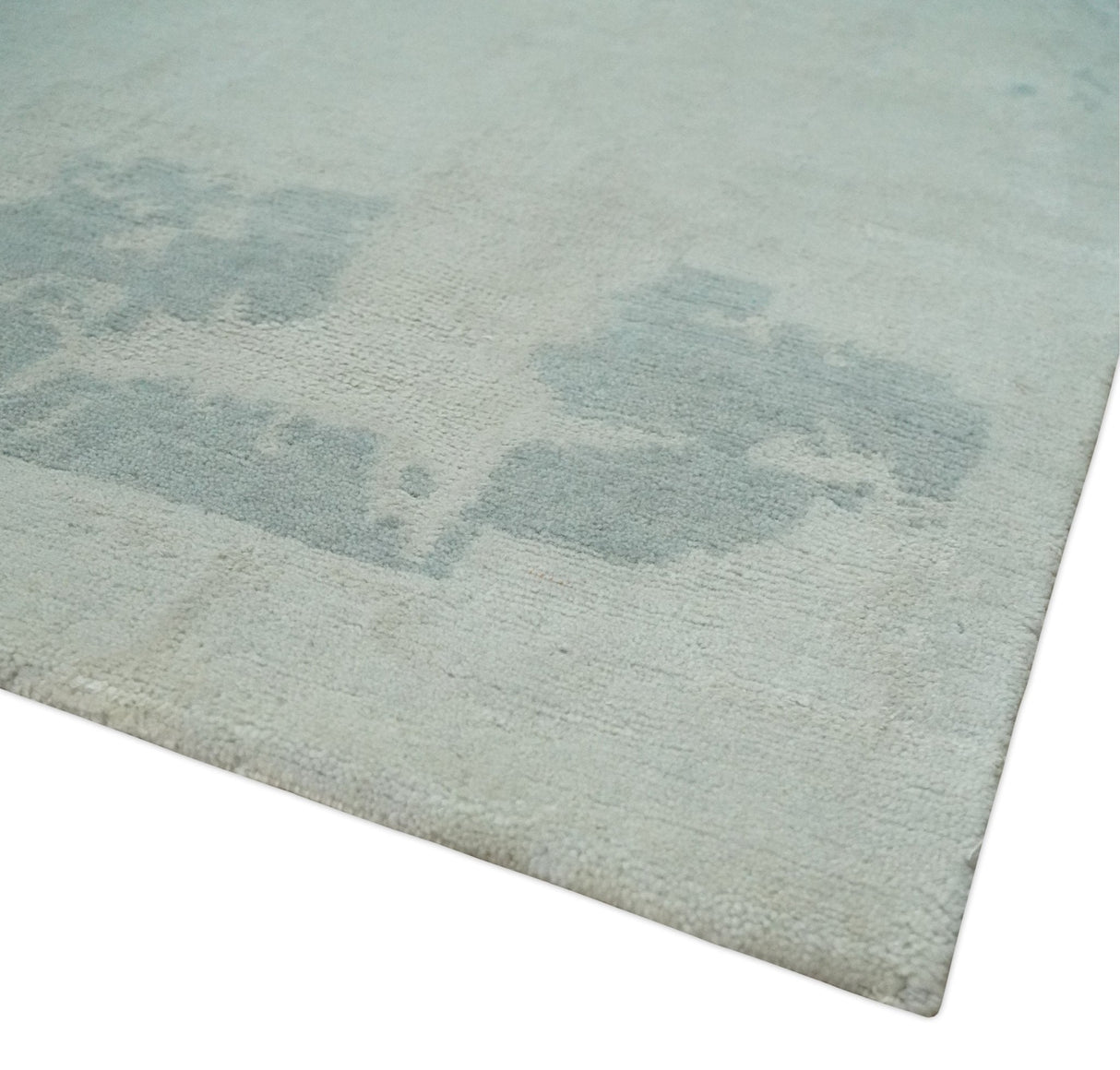 Modern Abstract Silver And Gray Hand knotted Art Silk Area Rug-Area Rug-Parc Decor