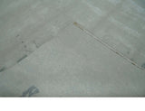 Modern Abstract Silver And Gray Hand knotted Art Silk Area Rug-Area Rug-Parc Decor