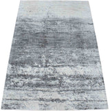 Modern Abstract Silver and Gray Hand Loom Viscose 5x7 Area Rug