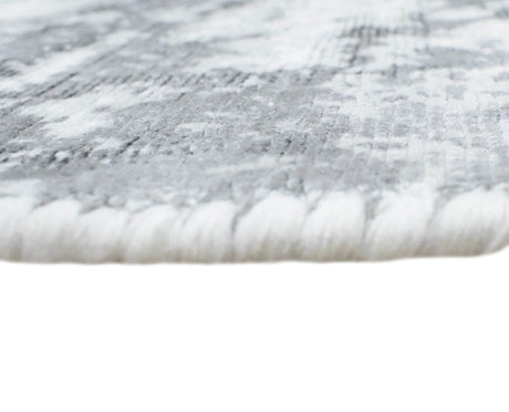 Modern Abstract Silver and Gray Hand Loom Viscose 5x7 Area Rug
