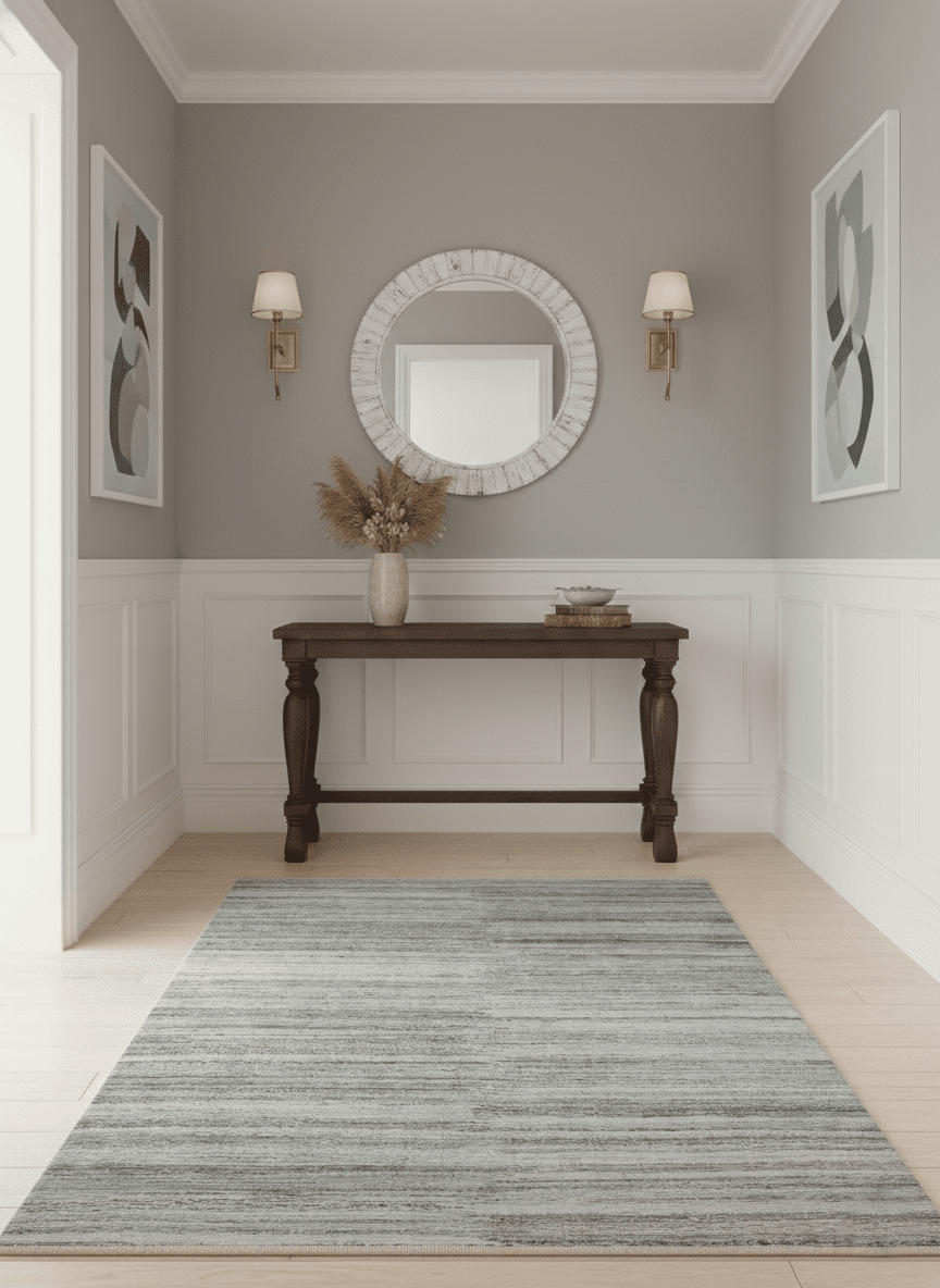 Modern Abstract Silver, Gray, Charcoal and Brown Dari 5x8 Pet yarn Area Rug
