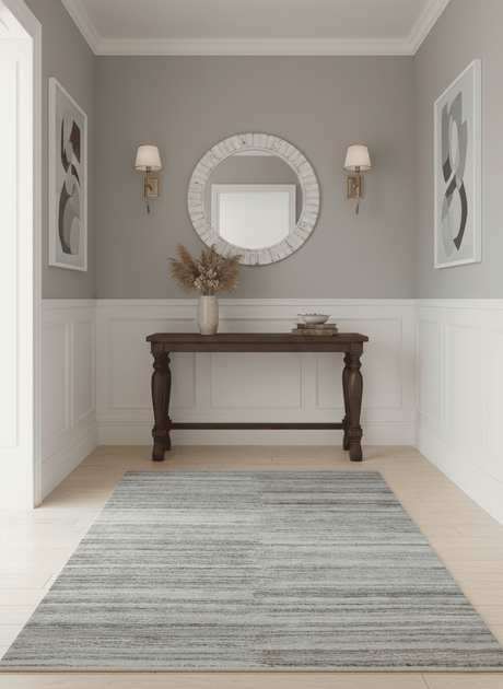 Modern Abstract Silver, Gray, Charcoal and Brown Dari 5x8 Pet yarn Area Rug