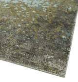 Modern Abstract Silver, Gray, Olive and Tan Hand Knotted 5x8 wool Area Rug