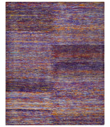 Modern Abstract Vibrant Colorful Violet, Gold, Rust and Ivory Hand knotted Flat Woven 8x10 wool Area Rug