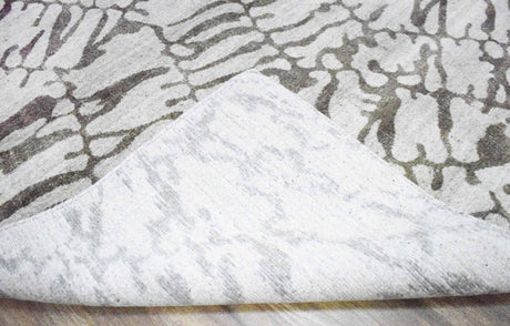 Modern Abstract White And Brown Hand loom 8x10 Viscose Area Rug