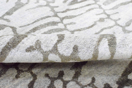 Modern Abstract White And Brown Hand loom 8x10 Viscose Area Rug