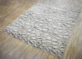 Modern Abstract White And Brown Hand loom 8x10 Viscose Area Rug