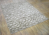 Modern Abstract White And Brown Hand loom 8x10 Viscose Area Rug