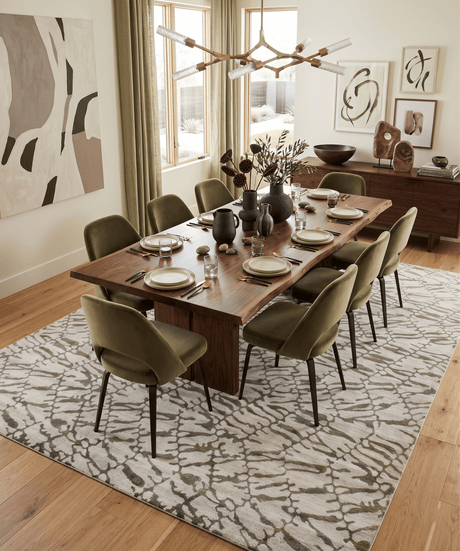 Modern Abstract White And Brown Hand loom 8x10 Viscose Area Rug