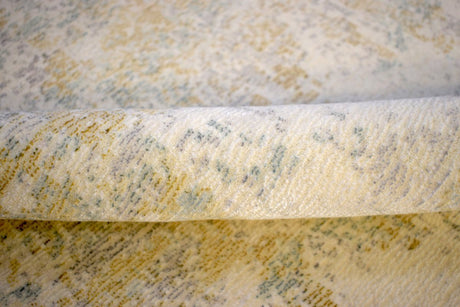Modern Abstract Yellow And Gray Hand Loom Wool And Viscose Area Rug