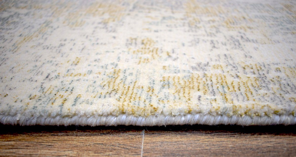 Modern Abstract Yellow And Gray Hand Loom Wool And Viscose Area Rug