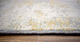 Modern Abstract Yellow And Gray Hand Loom Wool And Viscose Area Rug