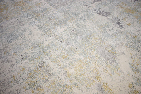 Modern Abstract Yellow And Gray Hand Loom Wool And Viscose Area Rug