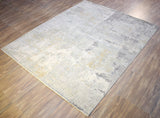 Modern Abstract Yellow And Gray Hand Loom Wool And Viscose Area Rug