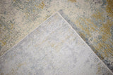 Modern Abstract Yellow And Gray Hand Loom Wool And Viscose Area Rug
