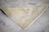 Modern Abstract Yellow And Gray Hand Loom Wool And Viscose Area Rug
