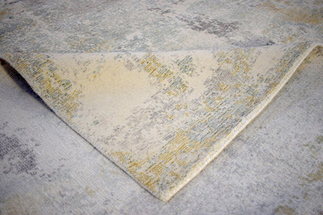 Modern Abstract Yellow And Gray Hand Loom Wool And Viscose Area Rug