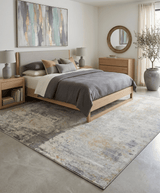 Modern Abstract Yellow And Gray Hand Loom Wool And Viscose Area Rug