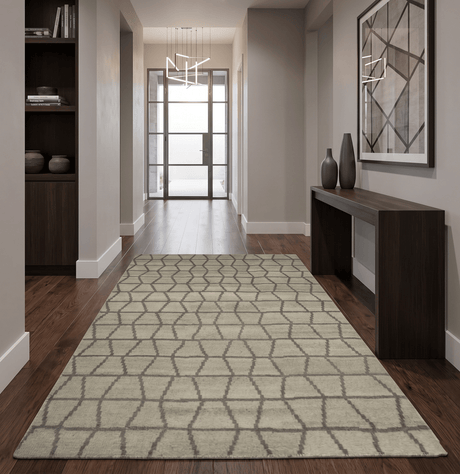 Modern Beige and Brown Geometric 5x7 Blended Wool Flatwoven Area Rug