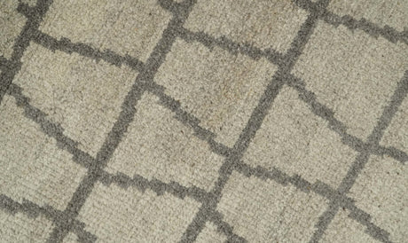 Modern Beige and Brown Geometric 5x7 Blended Wool Flatwoven Area Rug