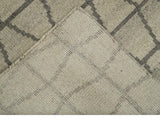 Modern Beige and Brown Geometric 5x7 Blended Wool Flatwoven Area Rug