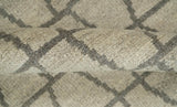 Modern Beige and Brown Geometric 5x7 Blended Wool Flatwoven Area Rug