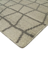 Modern Beige and Brown Geometric 5x7 Blended Wool Flatwoven Area Rug
