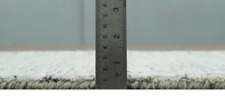 Modern Beige and Charcoal Solid Shaded Hand Tufted Natural Wool Area Rug