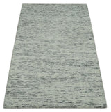 Modern Beige and Charcoal Solid Shaded Hand Tufted Natural Wool Area Rug