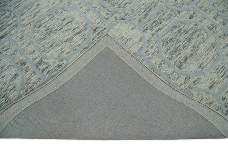 Modern Beige and Silver Hand Tufted Wool Area Rug