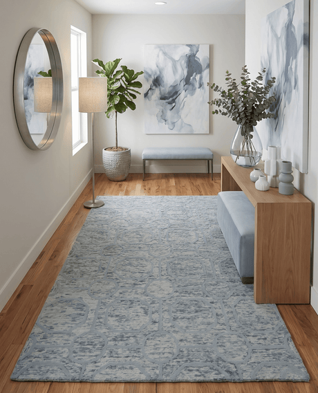 Modern Beige and Silver Hand Tufted Wool Area Rug