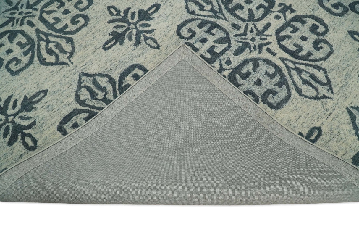 Modern Blue And Beige Hand-Tufted Wool Area Rug